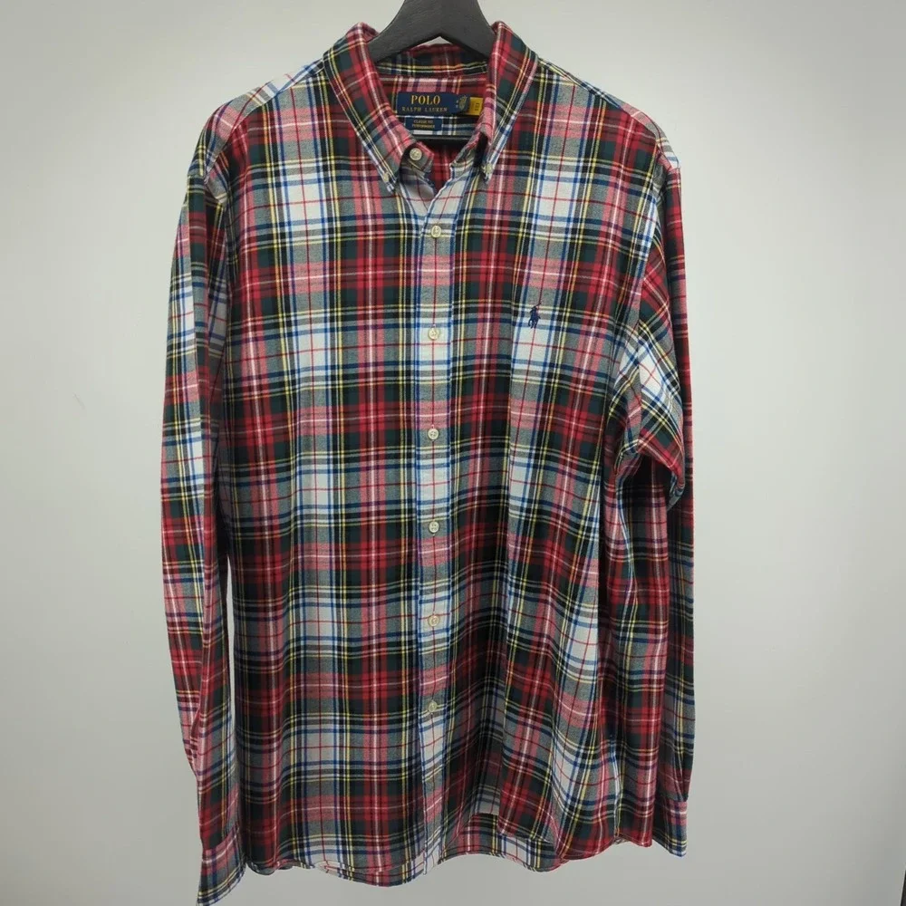 Polo Ralph Lauren Shirt Mens XL Classic Fit Performance Plaid Button Long Sleeve